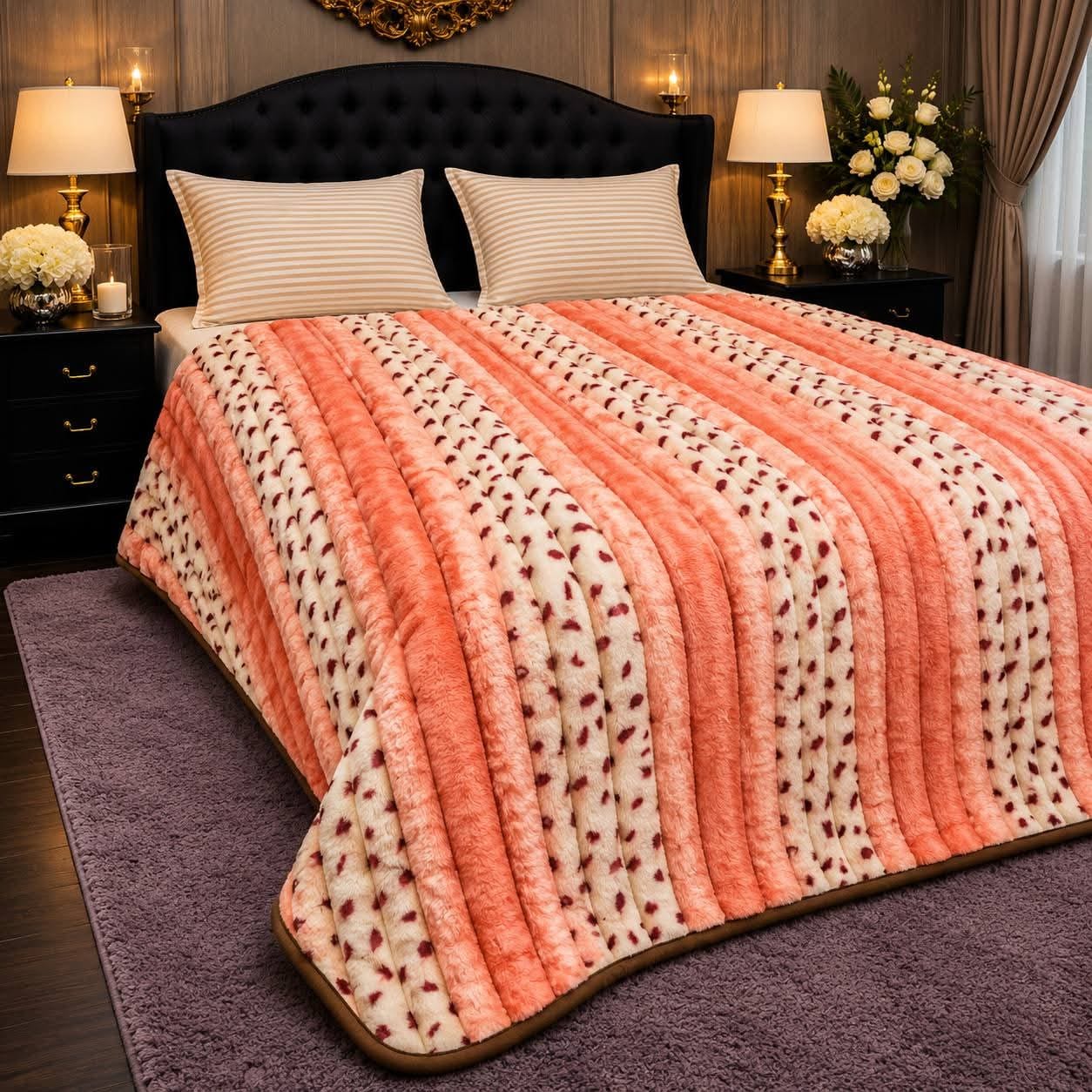 LUXURY BUBBLE BLANKET 2-PEACH