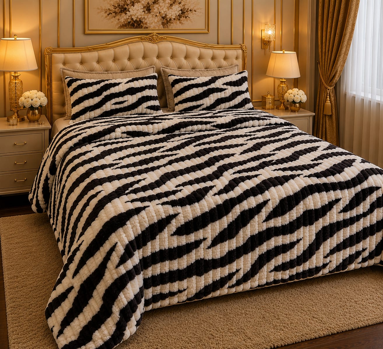 LUXURAY BUBBLE BLANKET 8- ZEBRA GRAY