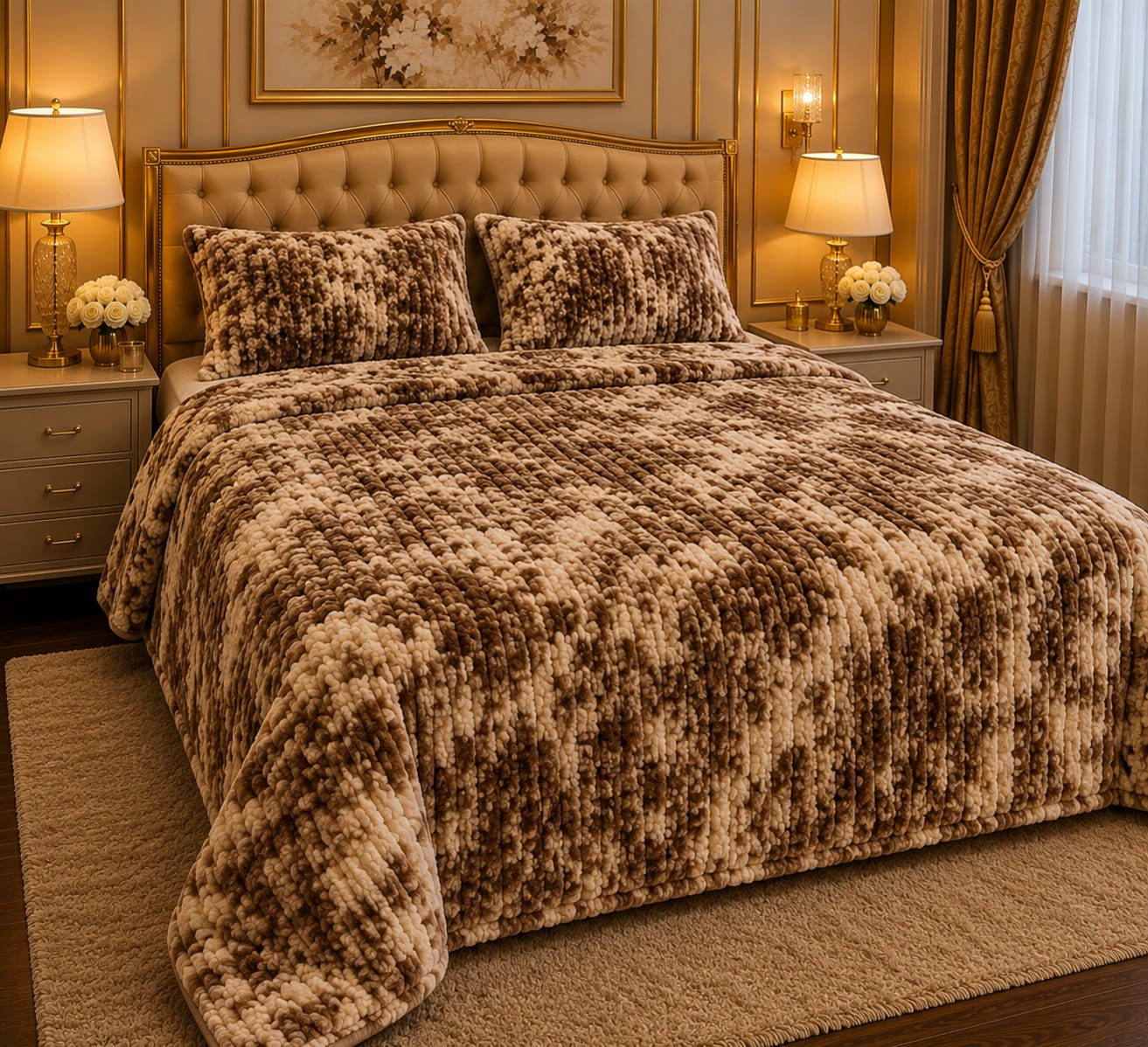 LUXURY BUBBLE BLANKET 9-SPRINTED BROWN