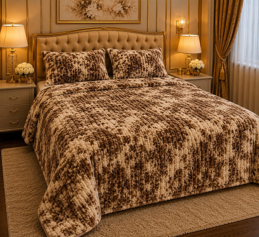 LUXURY BUBBLE BLANKET 9-SPRINTED BROWN
